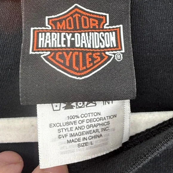 Harley Davidson Men's Large Black Long Sleeve Shirt Crew Neck Newnan, Georgia - Picture 7 of 12